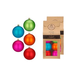 Kerstballen - 26x stuks - gekleurd - kunststof - 6 cm