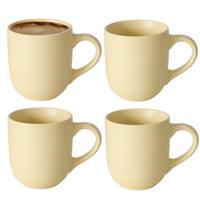 Koffiemokken Paris - 4x stuks - Keramiek - pastel geel - 300 ml - 8 x 10 cm