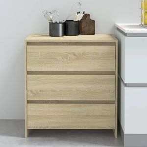 Dressoir met 3 laden 70x41x75 cm spaanplaat eikenkleurig