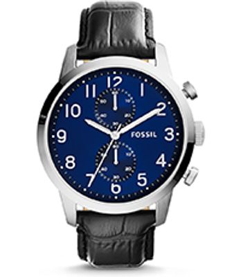 Horlogeband Fossil FS5020 Leder Zwart 22mm