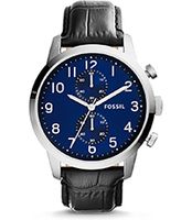 Horlogeband Fossil FS5020 Leder Zwart 22mm