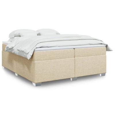 Boxspring met matras stof crèmekleurig 200x200 cm