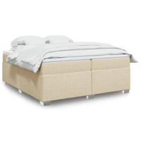 Boxspring met matras stof crèmekleurig 200x200 cm