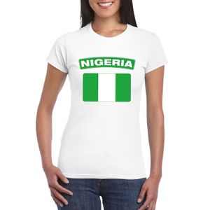 T-shirt met Nigeriaanse vlag wit dames