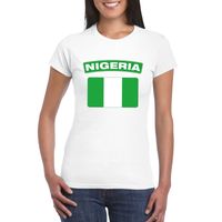 T-shirt met Nigeriaanse vlag wit dames - thumbnail