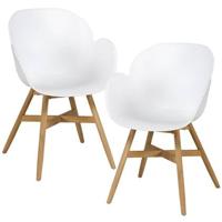 Exotan Tulip Tuin Fauteuil - Teak|Propyleen - Wit - Set van 2