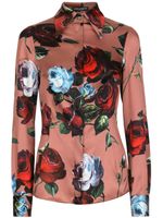 Dolce & Gabbana floral-print stretch-silk shirt - Rose - thumbnail