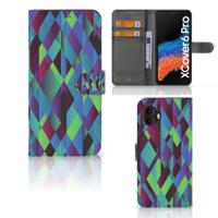 Samsung Galaxy Xcover 6 Pro | Book Case | Abstract Green Blue Samsung Galaxy Xcover 6 Pro | Book Case | Abstract Green Blue