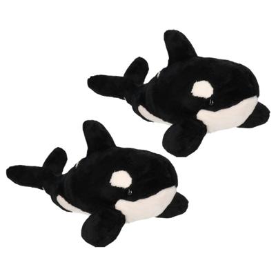 Orka knuffel - 2x - pluche - 36 cm - wit/zwart - zeedieren Orka knuffel - 2x - pluche - 36 cm - wit/zwart - zeedieren