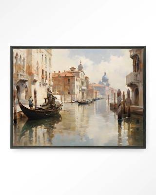 Urban Cotton Wandkleed 'Venice' 145 x 190cm in Floating Frame - black