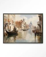 Urban Cotton Wandkleed 'Venice' 145 x 190cm in Floating Frame - black