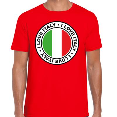 Verkleed T-shirt voor heren - I Love Italy - rood - voetbal supporter - themafeest Verkleed T-shirt voor heren - I Love Italy - rood - voetbal supporter - themafeest