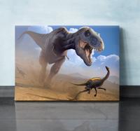 T-rex jacht Canvas schilderij dinosaurus