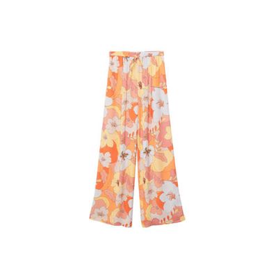 Mango gebloemde high waist wide leg palazzo broek oranje Mango gebloemde high waist wide leg palazzo broek oranje