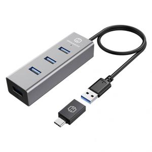 GRAUGEAR G-HUB4-AC interface hub USB 3.2 Gen 1 (3.1 Gen 1) Type-A 5000 Mbit/s Aluminium, Zwart