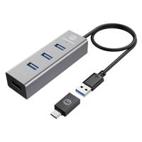 GRAUGEAR G-HUB4-AC interface hub USB 3.2 Gen 1 (3.1 Gen 1) Type-A 5000 Mbit/s Aluminium, Zwart - thumbnail