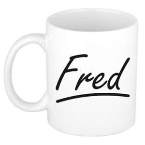 Fred voornaam kado beker / mok sierlijke letters - gepersonaliseerde mok met naam   -