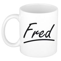 Fred voornaam kado beker / mok sierlijke letters - gepersonaliseerde mok met naam   - - thumbnail