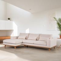 BASE 3-zits Loungebank 'Omid' Links, Geweven, kleur Beige BASE 3-zits Loungebank 'Omid' Links, Geweven, kleur Beige
