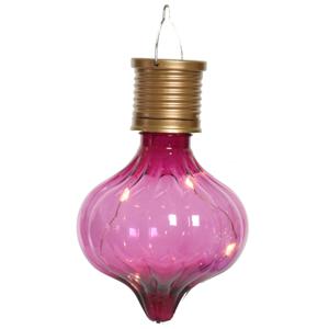 Solar hanglamp bol/peertje - Marrakech - fuchsia roze - kunststof - D8 x H12 cm