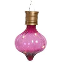 Solar hanglamp bol/peertje - Marrakech - fuchsia roze - kunststof - D8 x H12 cm