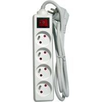 Blok met 1,5m snoer en schakelaar - CHACON - 4 x 16 A - Wit - E