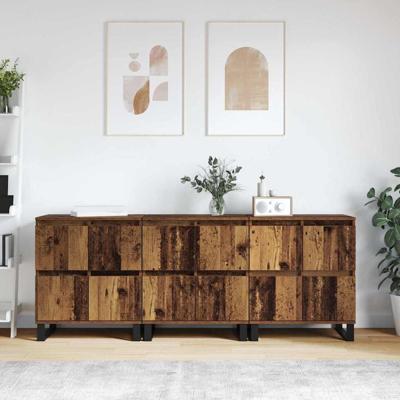Dressoirs 3 pcs Oud hout 180 x 35 x 70 cm Bewerkt hout