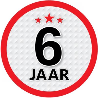 6 jaar leeftijd sticker - rond - Dia 15 cm - 6 jaar verjaardag - jubileum - leeftijd versiering