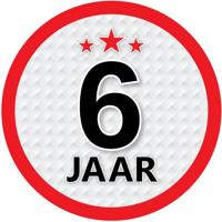6 jaar leeftijd sticker - rond - Dia 15 cm - 6 jaar verjaardag - jubileum - leeftijd versiering