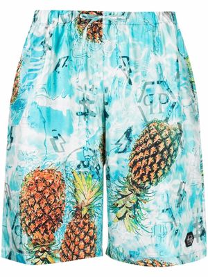 Philipp Plein short à imprimé graphique - Bleu