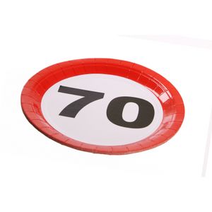 24x Wegwerpbordjes 70 jaar verjaardag 23 cm   -