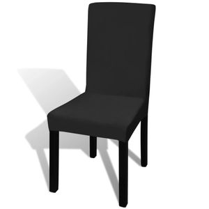 VidaXL 6 st stoelhoezen recht stretch zwart