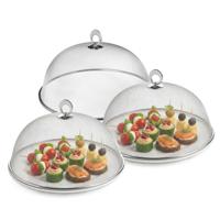Excellent Houseware Vliegenkap - 3x - Voedselkap - RVS - rond - D30 cm - Eten/voedsel beschermen