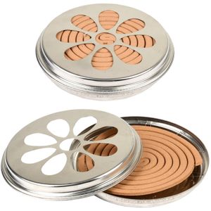 Blik met citronella wierook spiralen - 2x - 14 cm - 6-12 branduren - citrusgeur