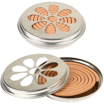 Blik met citronella wierook spiralen - 2x - 14 cm - 6-12 branduren - citrusgeur