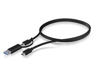 ICY BOX USB-kabel USB 3.2 Gen2 USB-C stekker, USB-C stekker, USB-A stekker 1.00 m Zwart 60857