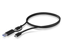 ICY BOX USB-kabel USB 3.2 Gen2 USB-C stekker, USB-C stekker, USB-A stekker 1.00 m Zwart 60857 - thumbnail