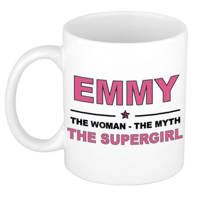 Emmy The woman, The myth the supergirl cadeau koffie mok / thee beker 300 ml Emmy The woman, The myth the supergirl cadeau koffie mok / thee beker 300 ml