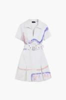 Korte jurk met riem - WHITE - S