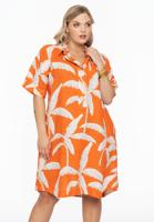 Yoek Jurk met kraag PALM TREE | Oranje | Maat 54/56