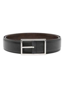 John Lobb engraved-buckle leather belt - Noir