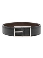 John Lobb engraved-buckle leather belt - Noir - thumbnail