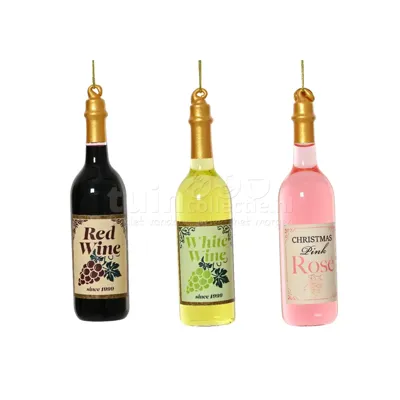 Kerstornament Wijnfles Assorti 1st