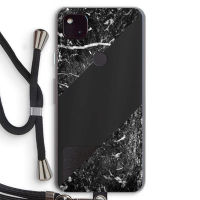 Zwart marmer: Pixel 4a 5G Transparant Hoesje met koord