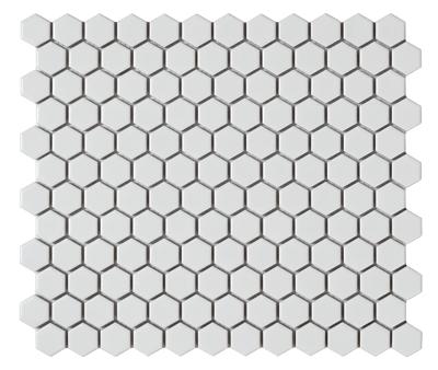 Mozaïek tegels Zeshoek Wit Mat 26x30 - Hexagon Wand en vloer Geglazuurde porseleinen steengoed