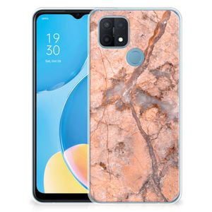 OPPO A15 TPU Siliconen Hoesje Marmer Oranje