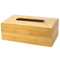 Tissuedoos/tissuebox - naturel - rechthoekig - bamboe hout - 23 x 12 x 9 cm - thumbnail