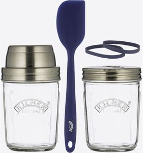 Kilner 65025035 Voorraaddoos Rond Set 0,35 l Blauw, Zilver, Transparant 2 stuk(s)