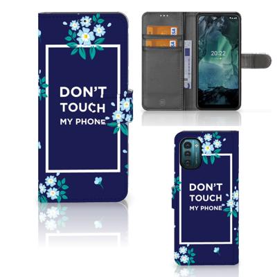 Nokia G11 | G21 Portemonnee Hoesje Flowers Blue DTMP Nokia G11 | G21 Portemonnee Hoesje Flowers Blue DTMP