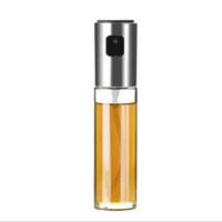 2 stks roestvrijstaal glas Olive Pump spray fles olie saus azijn fles olie dispenser (zilver)